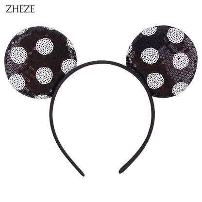 New Valentine's Day Mouse Ears Headband For Girls Women Sequins Love 5"Bow Hairbands Festival Party DIY Hair Accessories Femmes