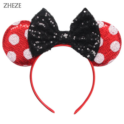New Valentine's Day Mouse Ears Headband For Girls Women Sequins Love 5"Bow Hairbands Festival Party DIY Hair Accessories Femmes