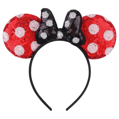 New Valentine's Day Mouse Ears Headband For Girls Women Sequins Love 5"Bow Hairbands Festival Party DIY Hair Accessories Femmes