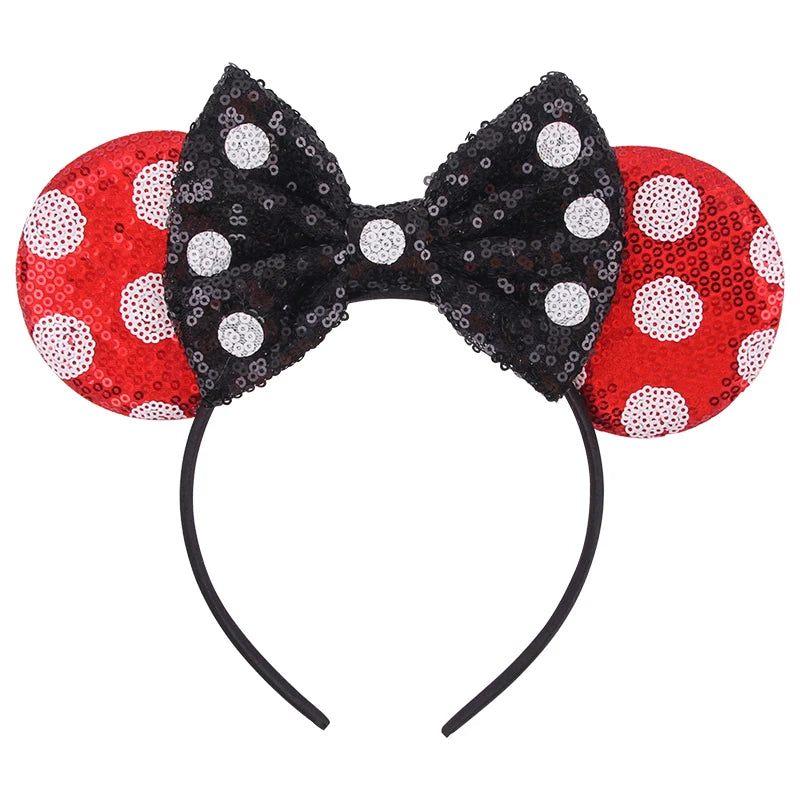 New Valentine's Day Mouse Ears Headband For Girls Women Sequins Love 5"Bow Hairbands Festival Party DIY Hair Accessories Femmes