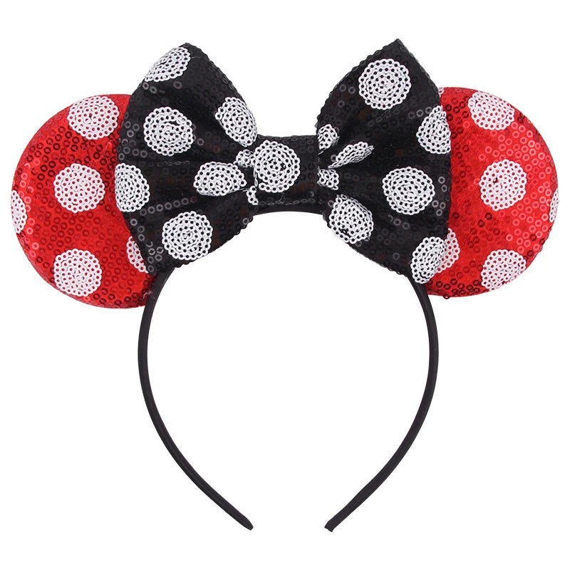 New Valentine's Day Mouse Ears Headband For Girls Women Sequins Love 5"Bow Hairbands Festival Party DIY Hair Accessories Femmes