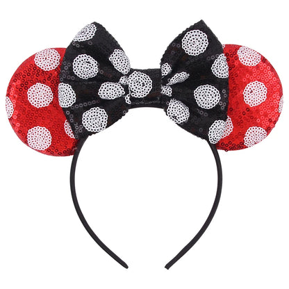 New Valentine's Day Mouse Ears Headband For Girls Women Sequins Love 5"Bow Hairbands Festival Party DIY Hair Accessories Femmes