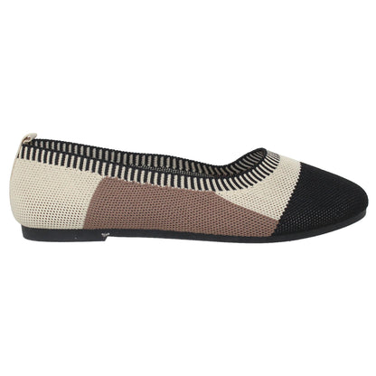SOBEYO Ballet Flats Sweater Soft Rubber Sole Slip-On Casual Shoes