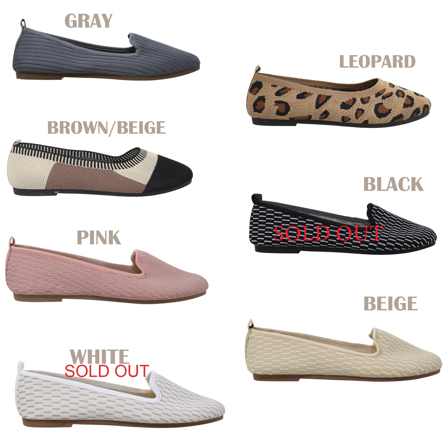 SOBEYO Ballet Flats Sweater Soft Rubber Sole Slip-On Casual Shoes