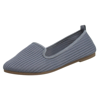 SOBEYO Ballet Flats Sweater Soft Rubber Sole Slip-On Casual Shoes