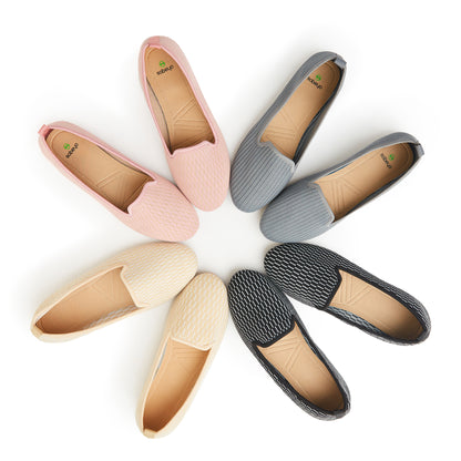 SOBEYO Ballet Flats Sweater Soft Rubber Sole Slip-On Casual Shoes