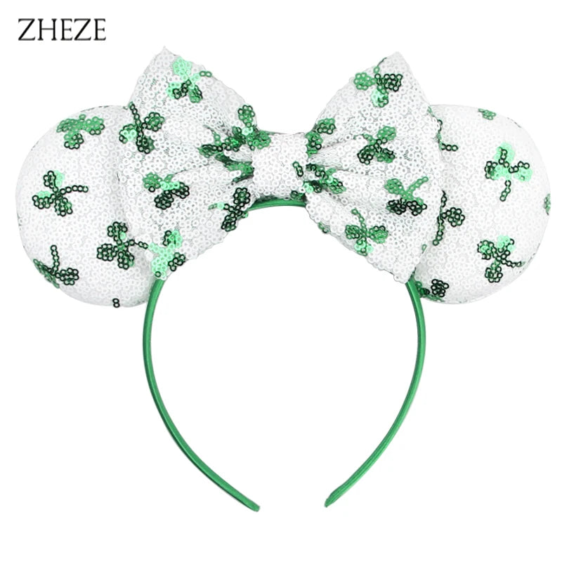 New Valentine's Day Mouse Ears Headband For Girls Women Sequins Love 5"Bow Hairbands Festival Party DIY Hair Accessories Femmes