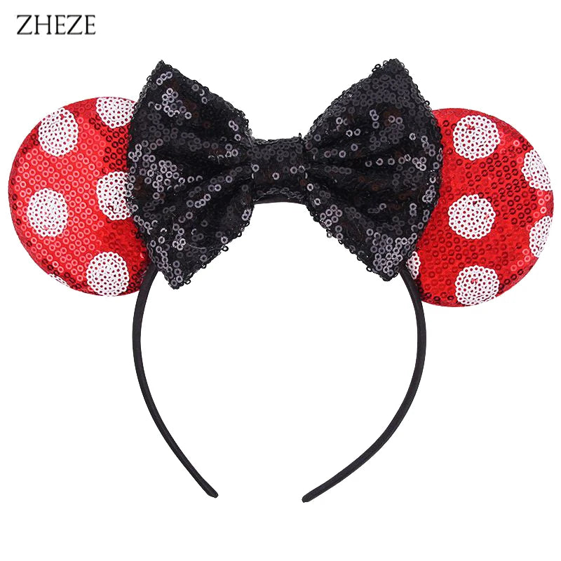 New Valentine's Day Mouse Ears Headband For Girls Women Sequins Love 5"Bow Hairbands Festival Party DIY Hair Accessories Femmes