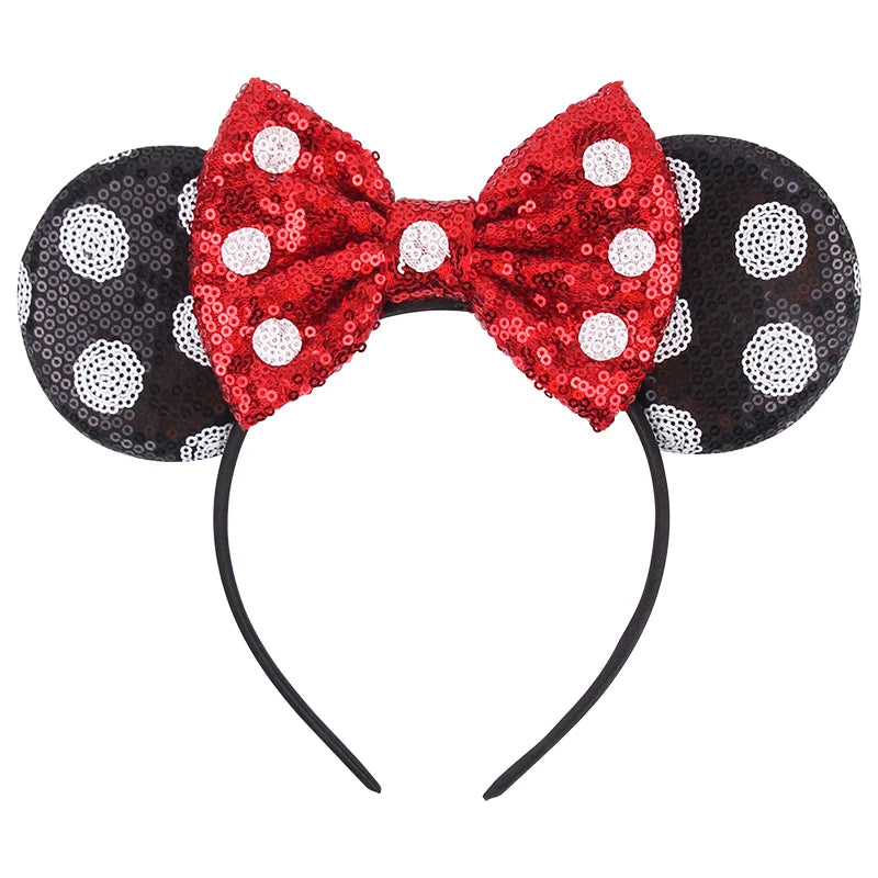 New Valentine's Day Mouse Ears Headband For Girls Women Sequins Love 5"Bow Hairbands Festival Party DIY Hair Accessories Femmes