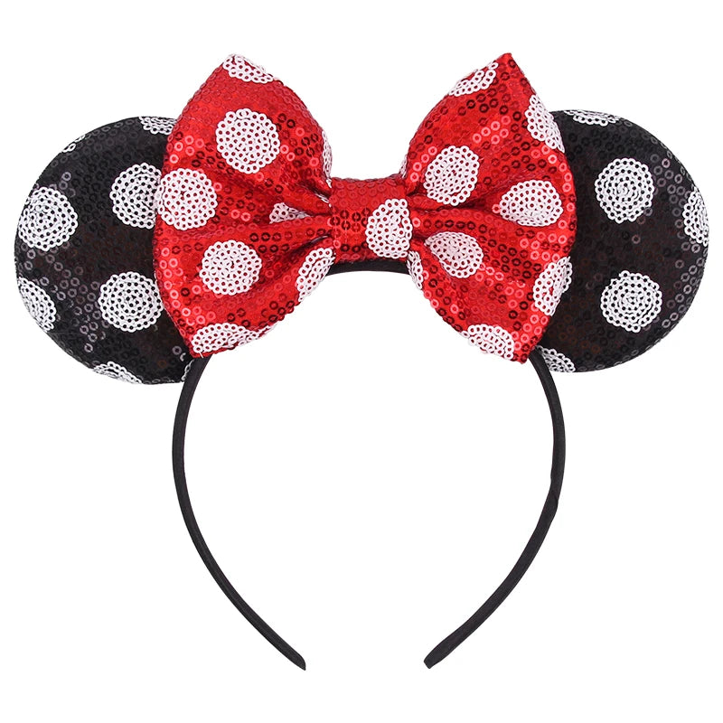 New Valentine's Day Mouse Ears Headband For Girls Women Sequins Love 5"Bow Hairbands Festival Party DIY Hair Accessories Femmes