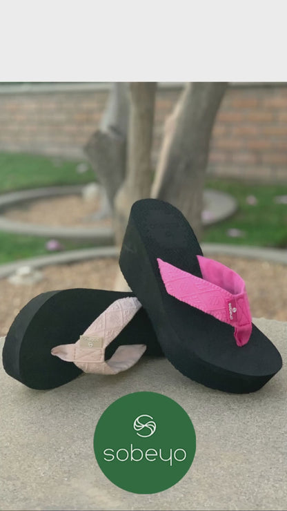 Women's Wedge Platform Sandals EVA Soft Light-Weight Sole Flip Flop Thong Camel