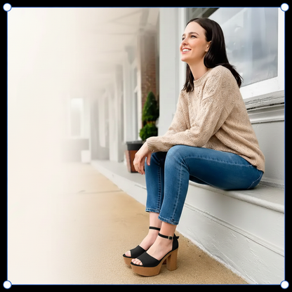SOBEYO Women Platform Sandals Chunky Heel Closed Back Strap