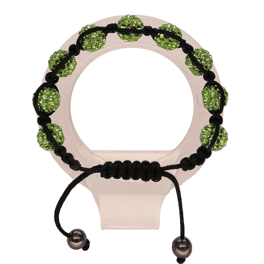 Womens Fashion Jewelry Shambala Inspired 10mm Rhinestones Bracelet Green