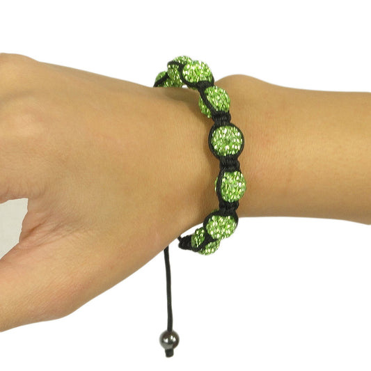 Womens Fashion Jewelry Shambala Inspired 10mm Rhinestones Bracelet Green