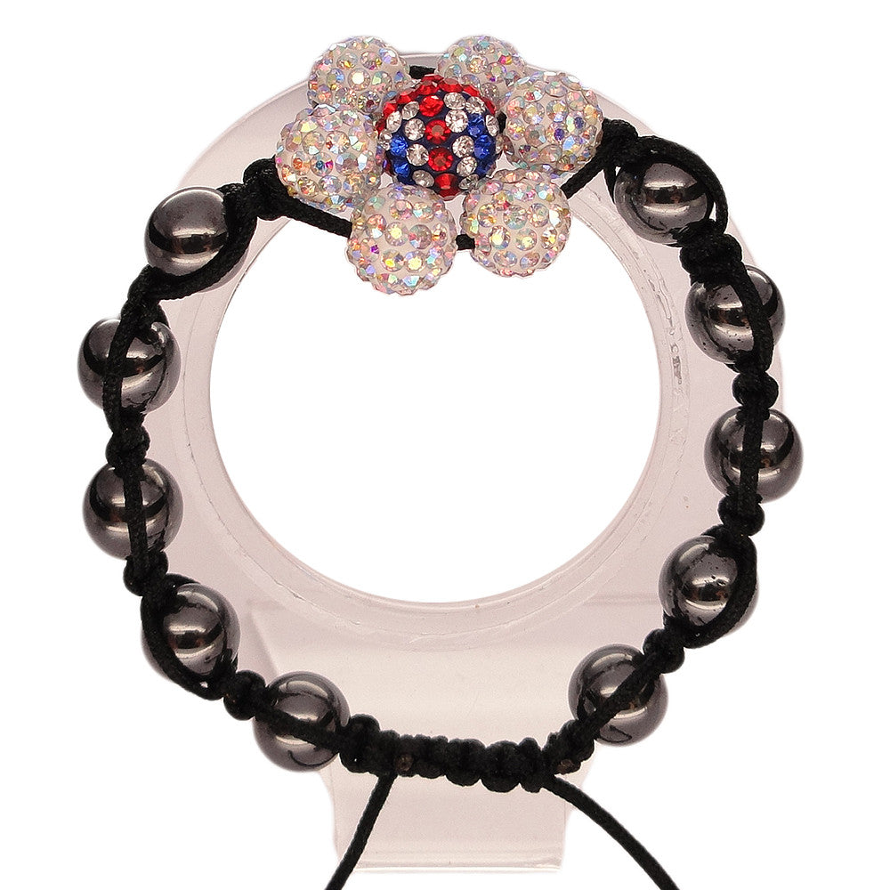 Womens Fashion Jewelry Shambala Inspired Flower Rhinestones Bracelet black