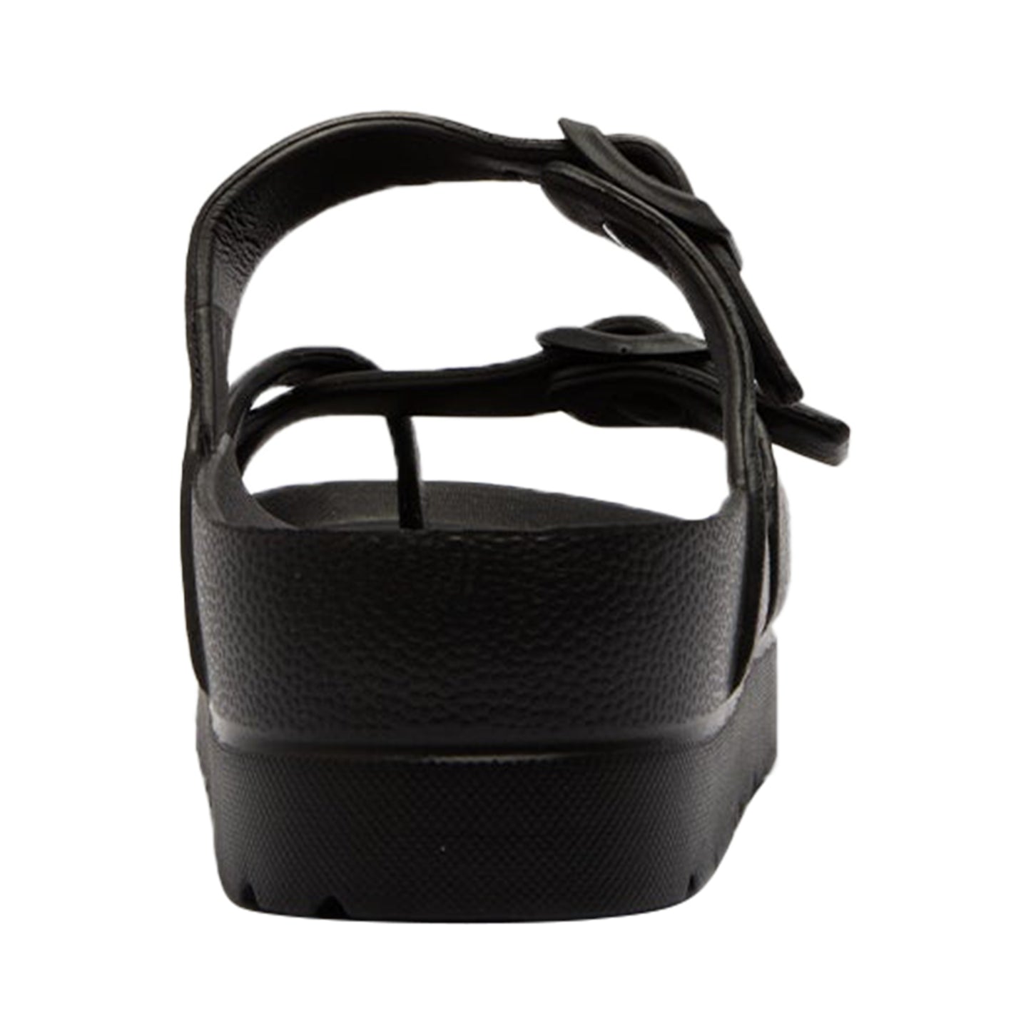 SOBEYO Women's Strappy Platform Sandals Ring Toe Double Buckles Black