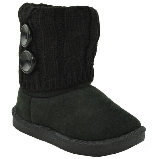 Toddler Ankle Boots Fur Lining Buttons Accent Soft Booties