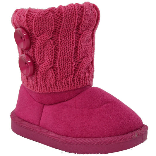 Toddler Ankle Boots Fur Lining Buttons Accent Soft Booties