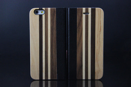 Wooden Case iPhone 6 Hard Cover Mix Leather Wood Cell Phone Ca Multi