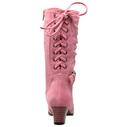Toddler & Youth Lace Up Heeled Mid Calf Boot