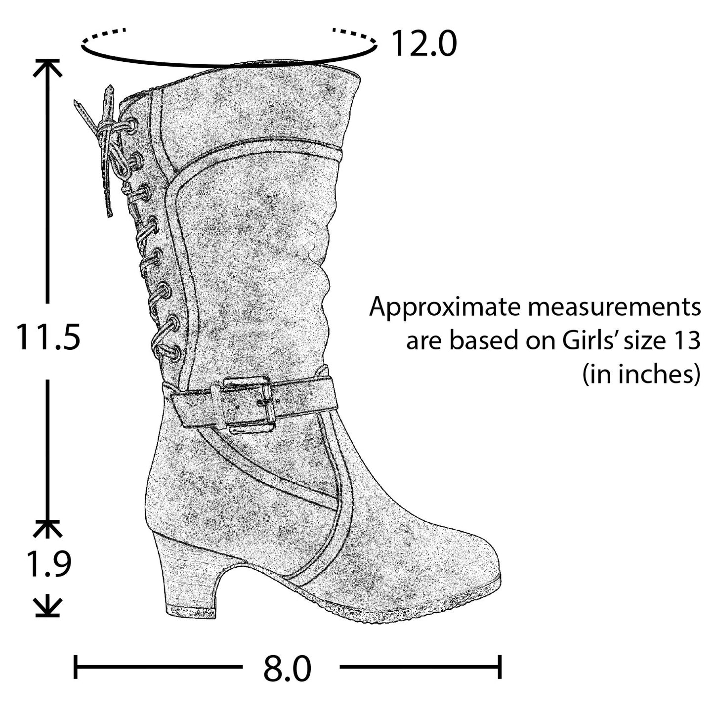Toddler & Youth Lace Up Heeled Mid Calf Boot