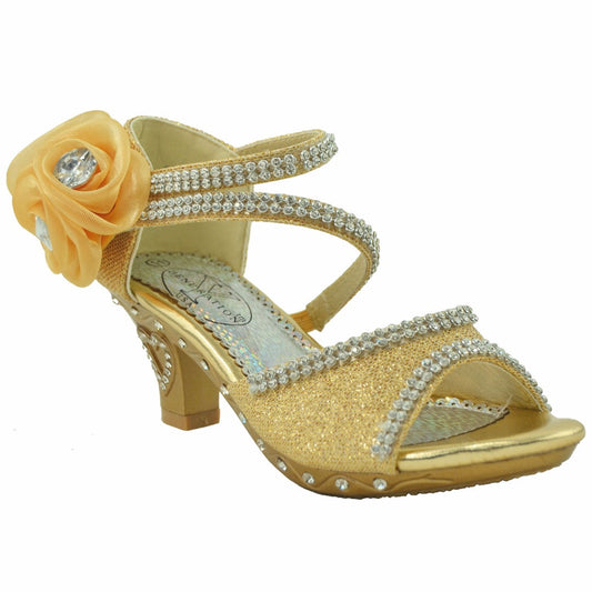 Toddler & Youth Strappy Glitter Low Heel Sandal