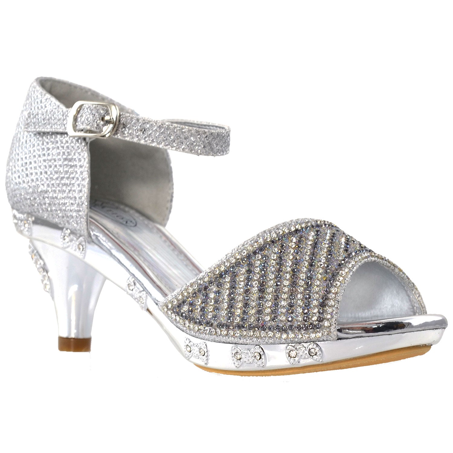 Toddler Youth Girls Rhinestone Glitter Low Heel Dress Sandals Silver SOBEYO.COM Toddler Youth Girls Rhinestone Glitter Low Heel Dress Sandals Silver SOBEYO.COM