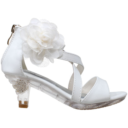 Generation Y Girls Rhinestone Flower Clear Heel Sandals