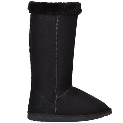 Womens Mid Calf Boots Fur Cuff Trimming Casual Pull on Shoes