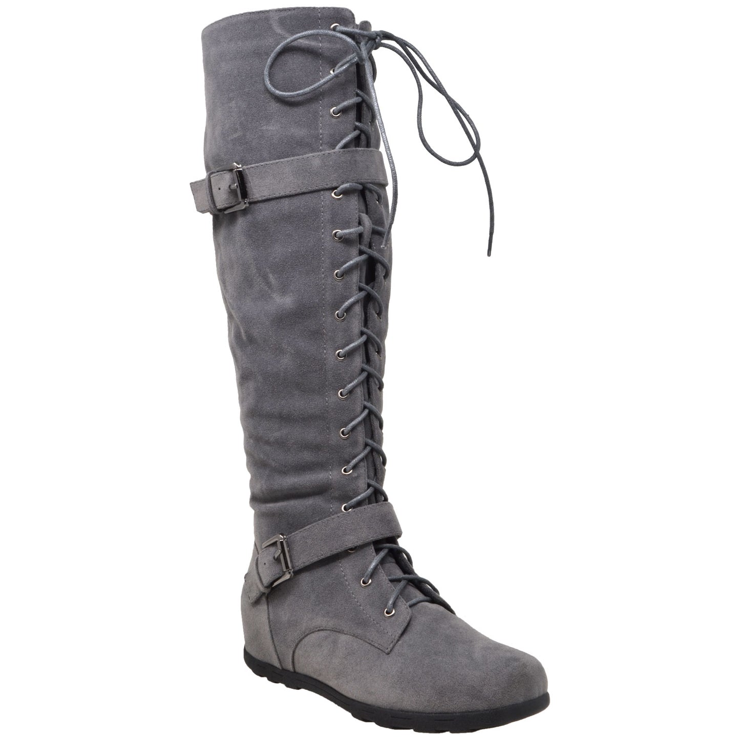 Ladies Boots Knee High Lace Up Flat Boots Knee-High Boots For
