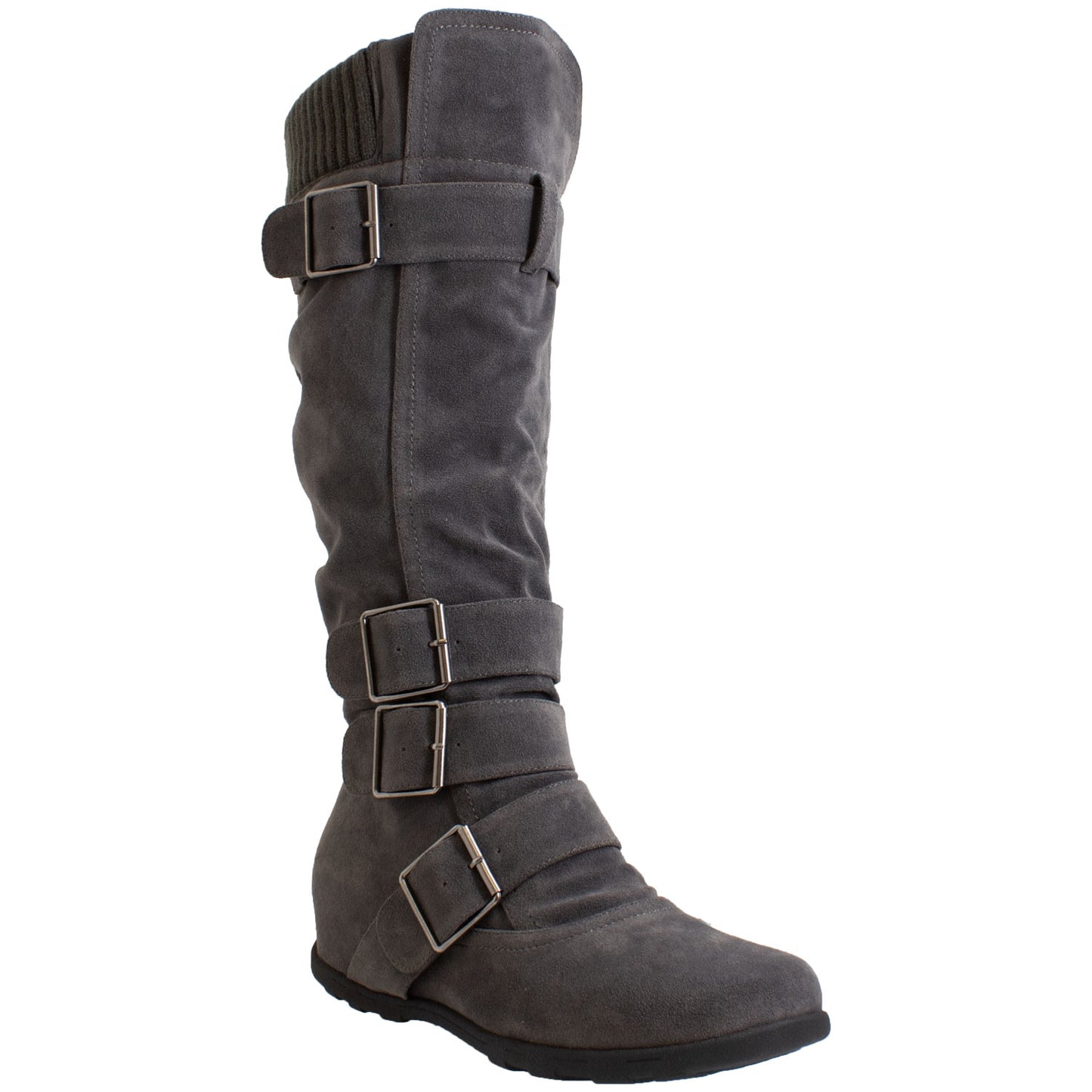 Generation Y Women's Knee High Boots Strappy Buckles Combat