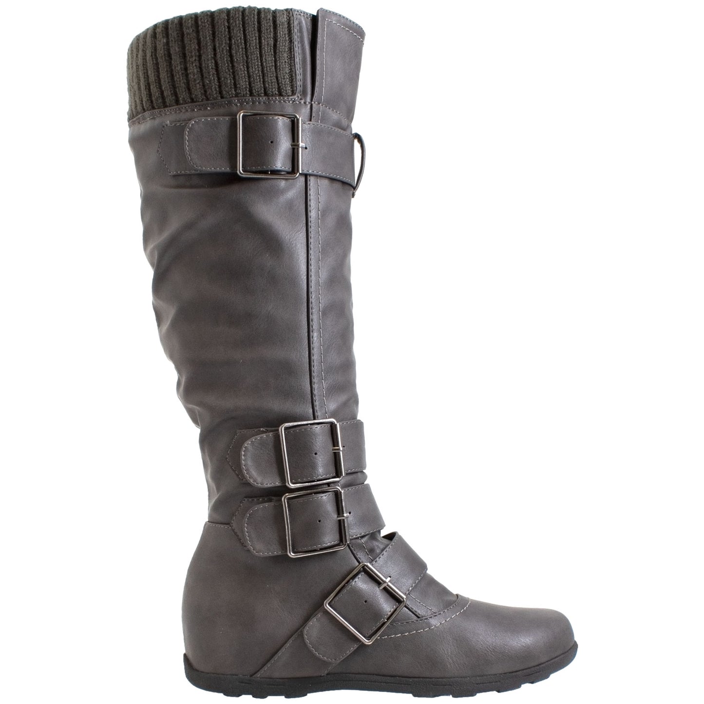 Generation Y Women's Knee High Boots Strappy Buckles Combat