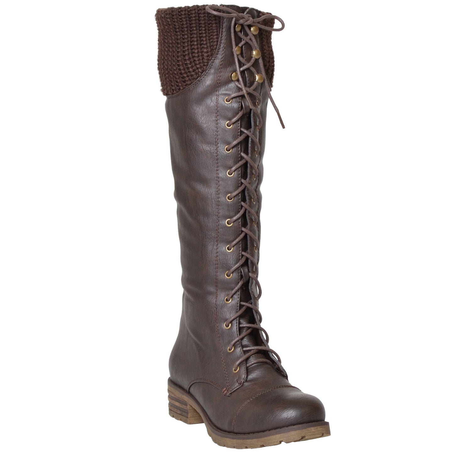 Lace Up Knee High Combat Boot