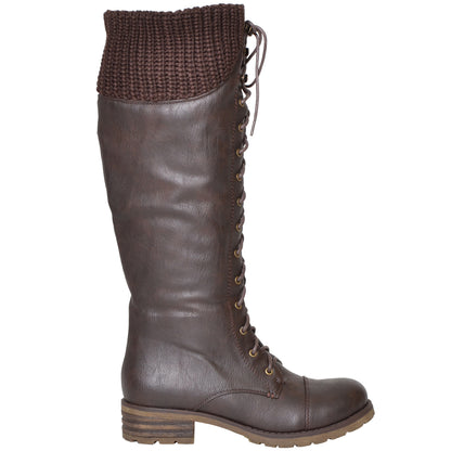 Lace Up Knee High Combat Boot