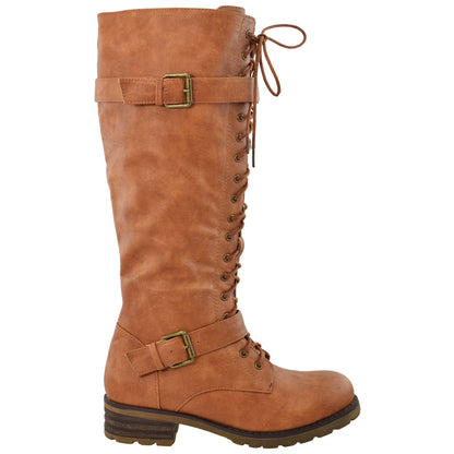 Lace Up Knee High Western Boot
