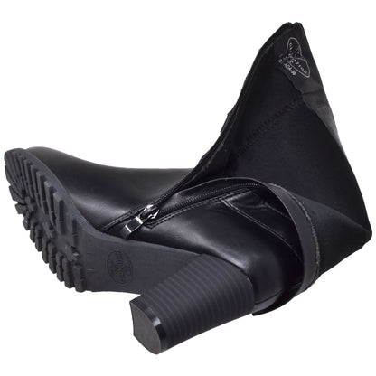 Strappy Block Heel Mid Calf Boot
