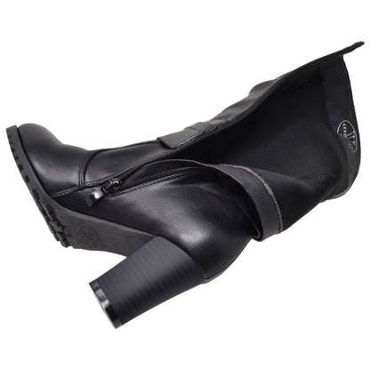 Generation Y Womens Ruched Leather Strappy Mid Calf Boots Block Heel Shoes Black Generation Y Womens Ruched Leather Strappy Mid Calf Boots Block Heel Shoes Black