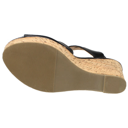Slingback T-Strap Cork Wedge Sandal