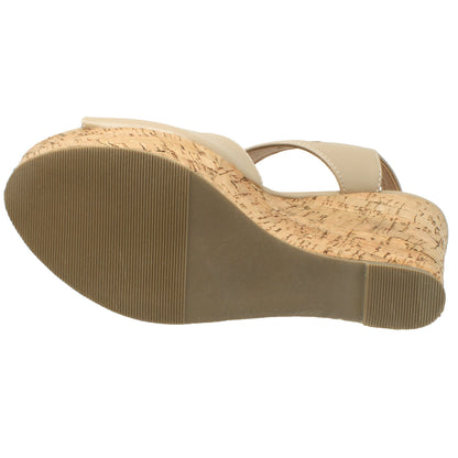 Slingback T-Strap Cork Wedge Sandal