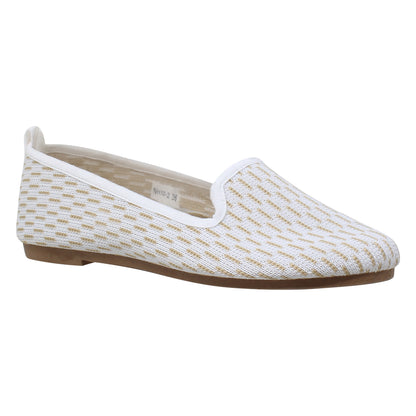 SOBEYO Women's Ballet Flats Sweater Soft Rubber Sole Shoes White Suede