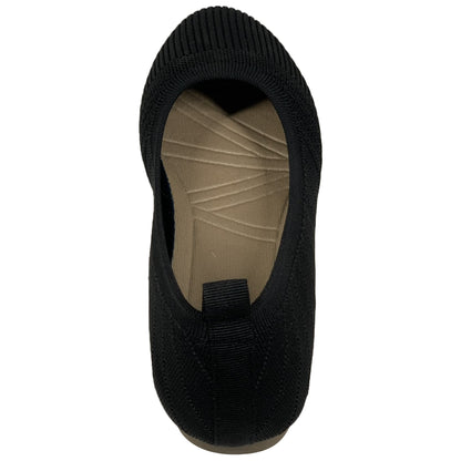 SOBEYO Sweater Round Toe Ballet Flats Soft Foldable Sole Black