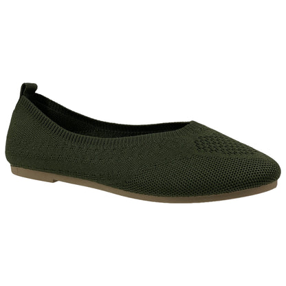 SOBEYO Sweater Round Toe Ballet Flats Soft Foldable Sole Green