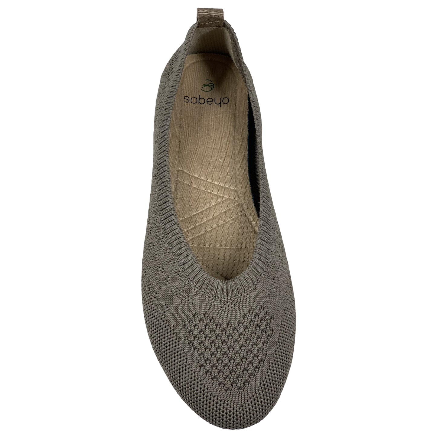 SOBEYO Sweater Round Toe Ballet Flats Soft Foldable Sole Taupe