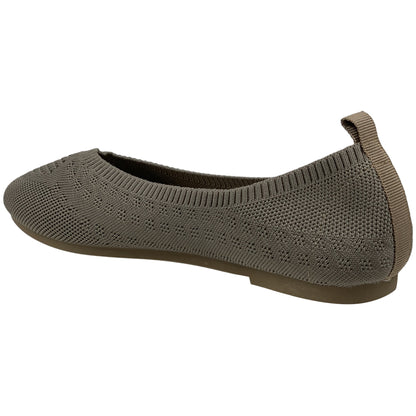 SOBEYO Sweater Round Toe Ballet Flats Soft Foldable Sole Taupe