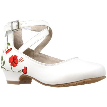 Toddler & Youth Embroidered Flower Mary Jane Pump