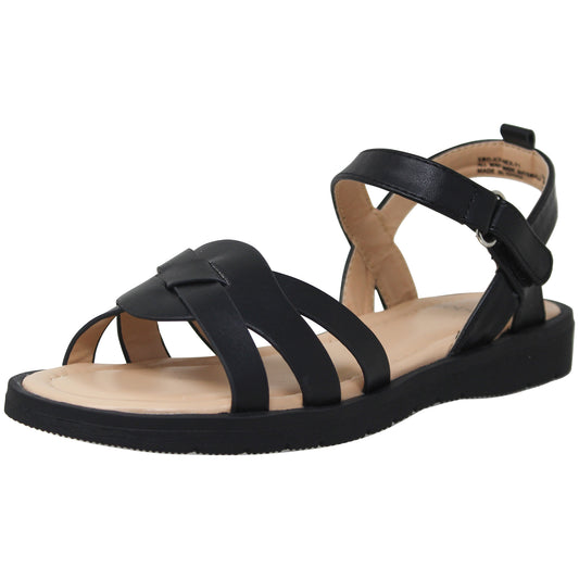 SOBEYO Girls Strappy Platform Cute Ankle Strap Summer Flat Sandals Black
