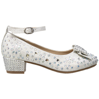 Toddler & Youth Glitter Bow Mary Jane Pump