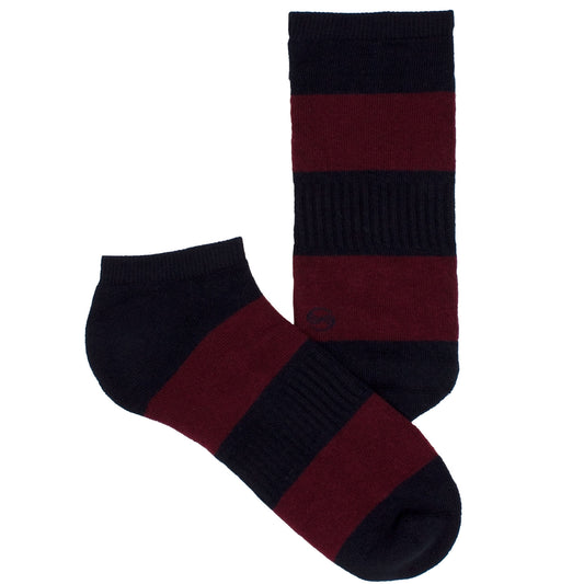 Men's Socks Solid Striped Athletic Perfomance Sport Comfortable No Show Hosiery Burgundy