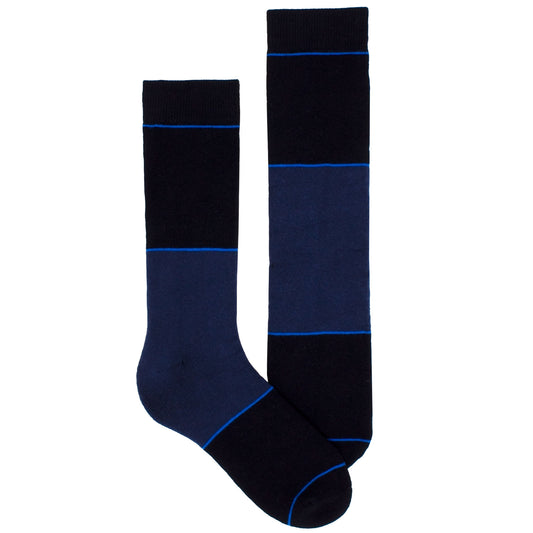 Men's Socks Color Block Striped Athletic Performance Comfortable Mid Calf Crew Socks Blue