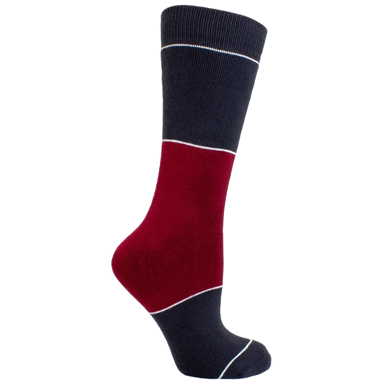 Men's Socks Color Block Striped Athletic Performance Comfortable Mid Calf Crew Socks Burgundy